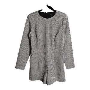 Express Black White Houndstooth Long Sleeve Romper Size 10